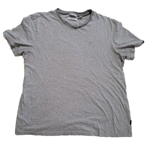 Calvin Klein Liquid Touch L Gray Stripe Short Sleeve T-Shirt - Picture 1 of 6